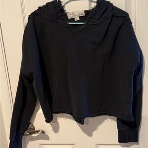 Vintage Havana distressed black cropped hoodie Frayed trim Sz  S